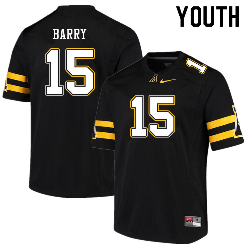 Youth #15 Connor Barry Appalachian State Mountaineers College Football Jerseys Sale-Black - Click Image to Close